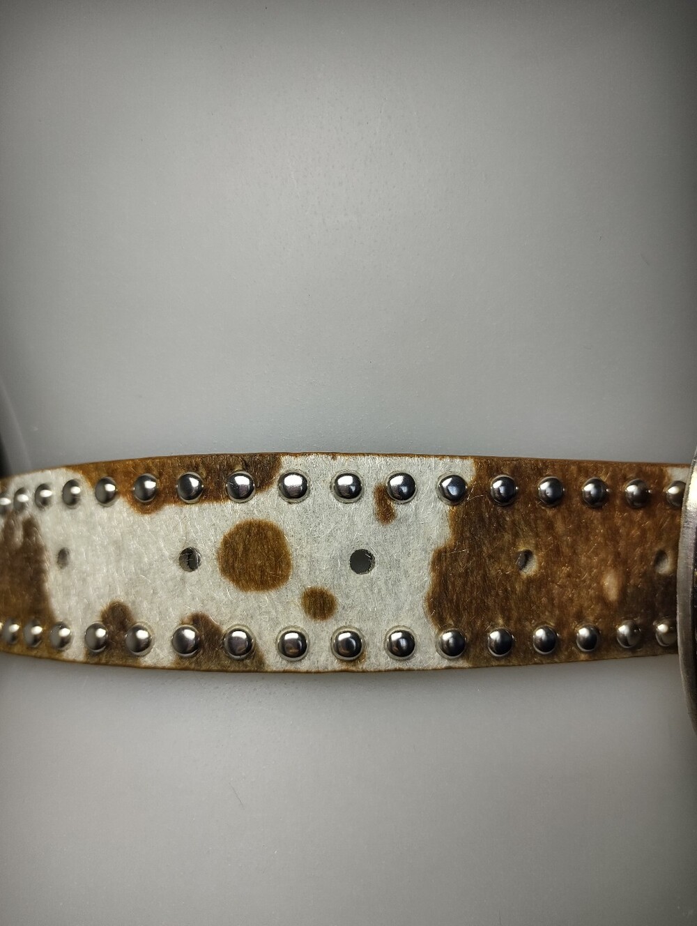 NEW Cowhide Western Silver Buckle Belt - Brown And White - Picture 5 of 10